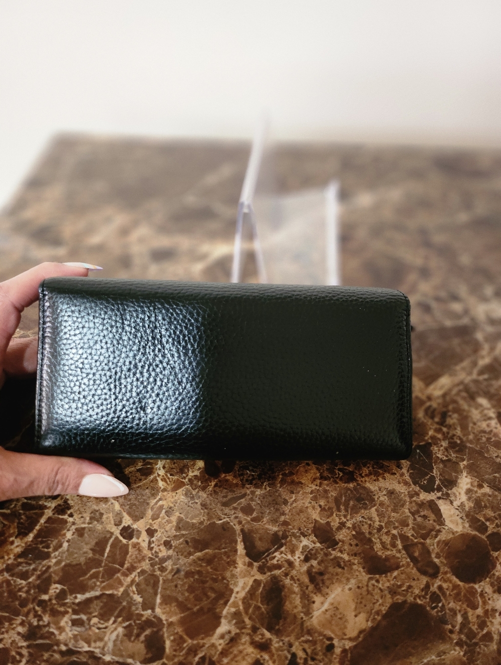 Mario Valentino Black Pebbled Leather Long Wallet EUC - Picture 9 of 15